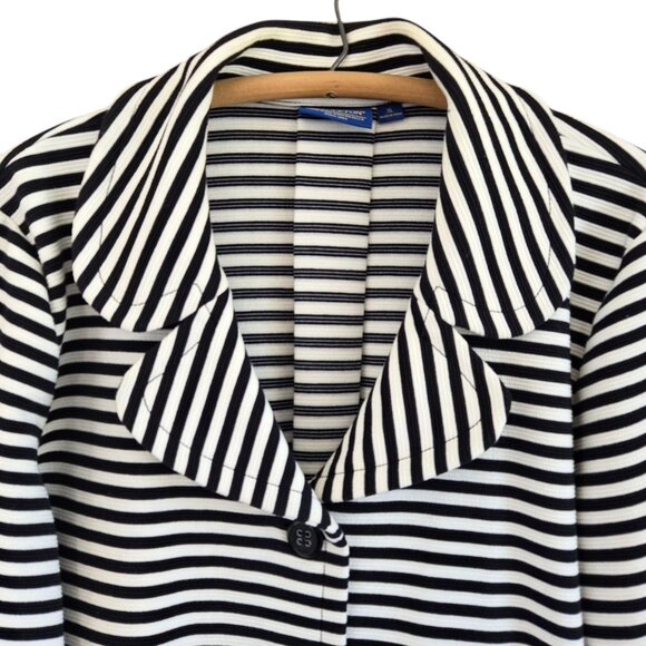 Vintage Pendleton Womens XL Striped Swing Jacket Blazer Navy/White Pleated Back - Picture 8 of 14
